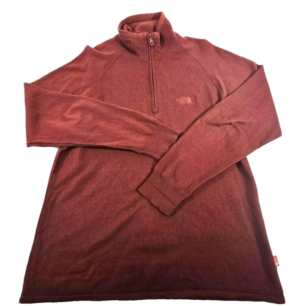 The North Face Burnt Orange Wool Blend 1/4 Zip Pullover Sweater‎ men's large